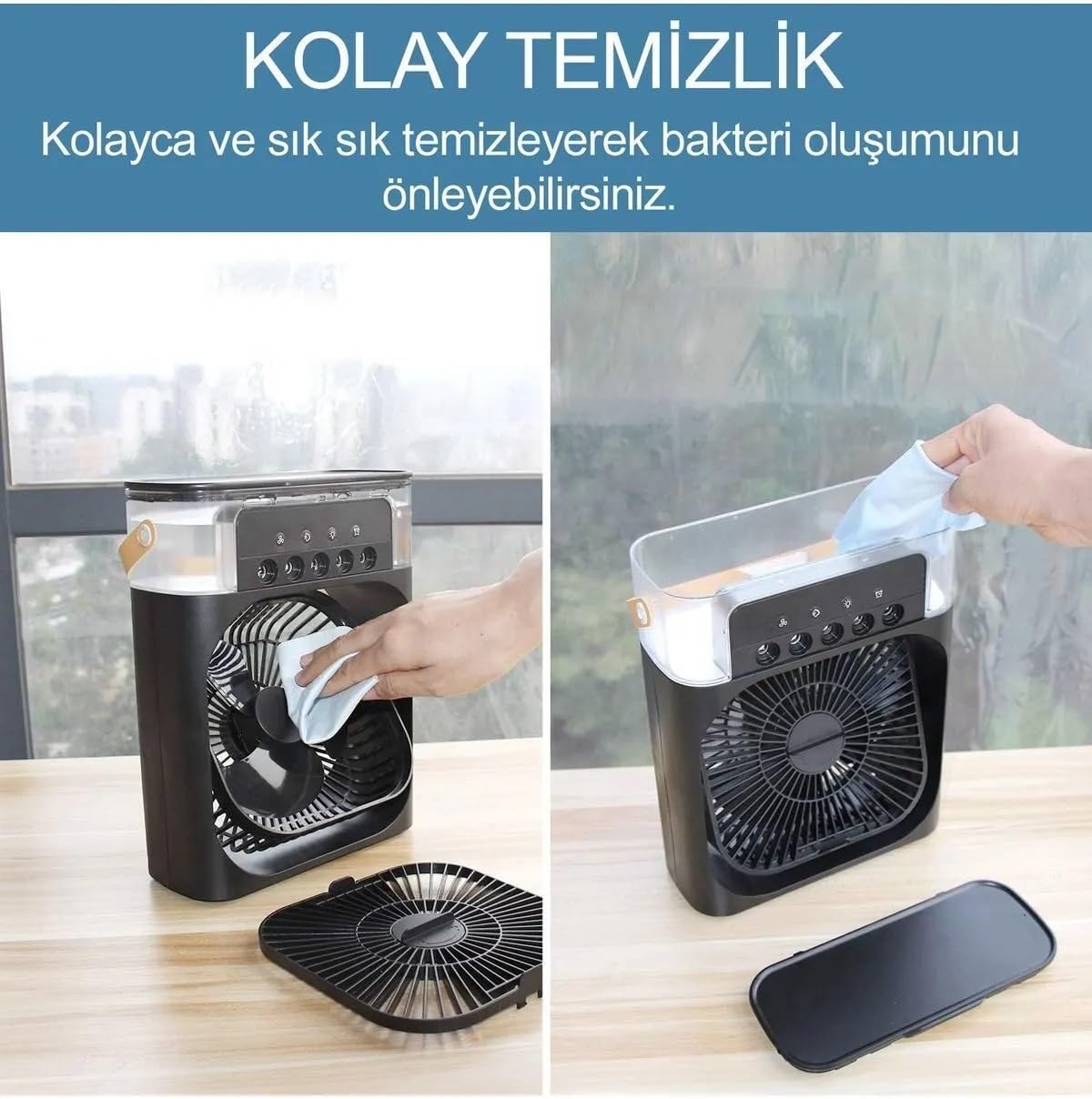 Buharlı Vantilatör Taşınabilir Işıklı